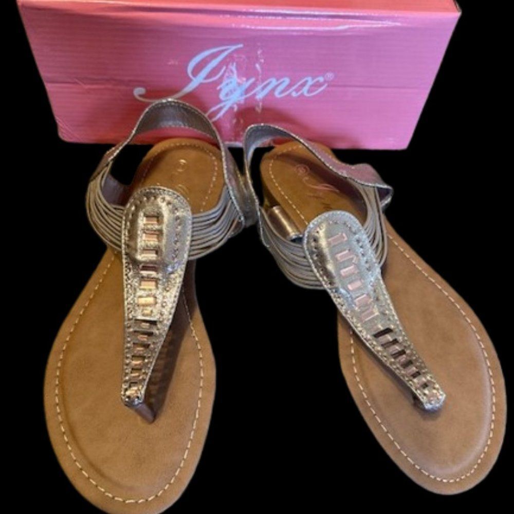 Light Gold Faux Leather Sandals  4005  Size 8  New